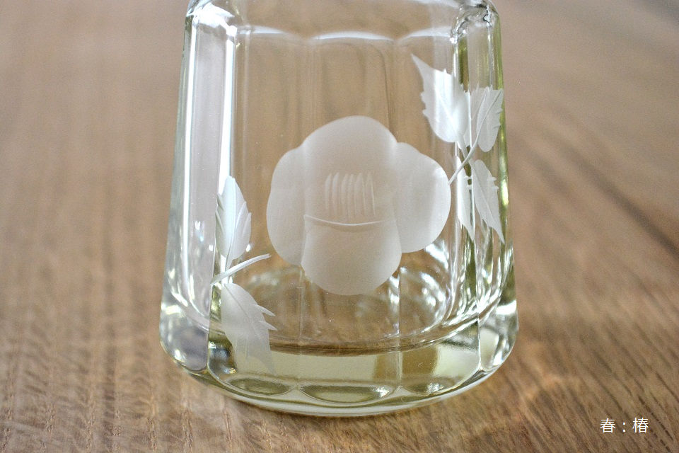 江戸花切子 しょうゆ差し (椿) <廣田硝子> | 暮らしのほとり舎