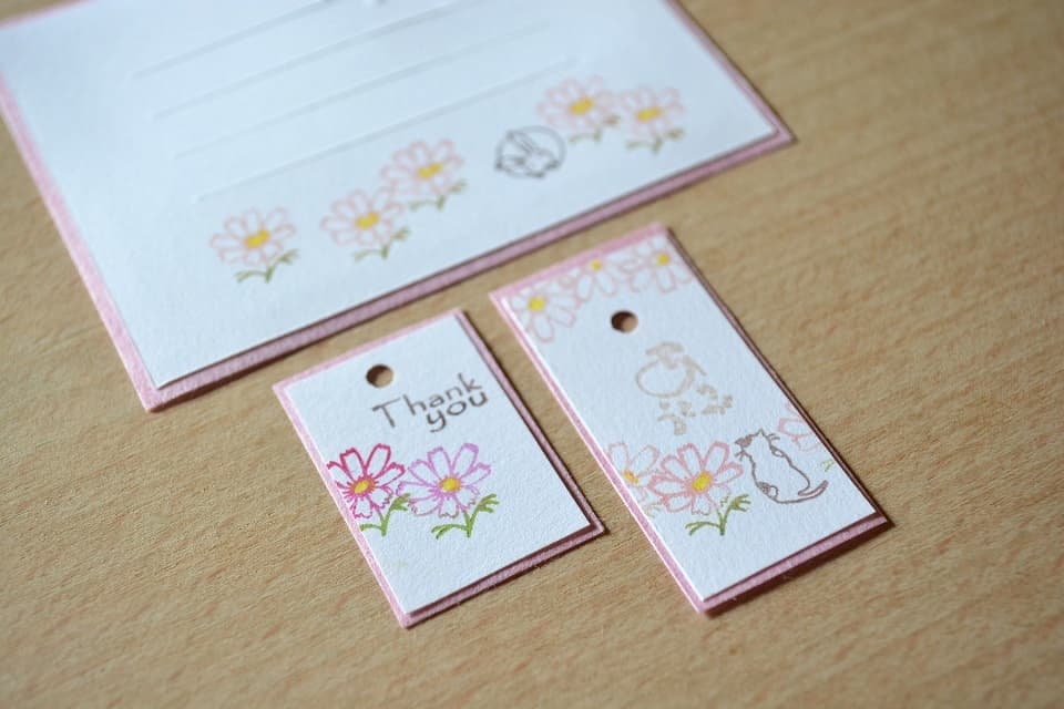 遊楽の印「ぶちねこ・秋桜(こすもす)」 印影組み合わせイメージ|暮らしのほとり舎