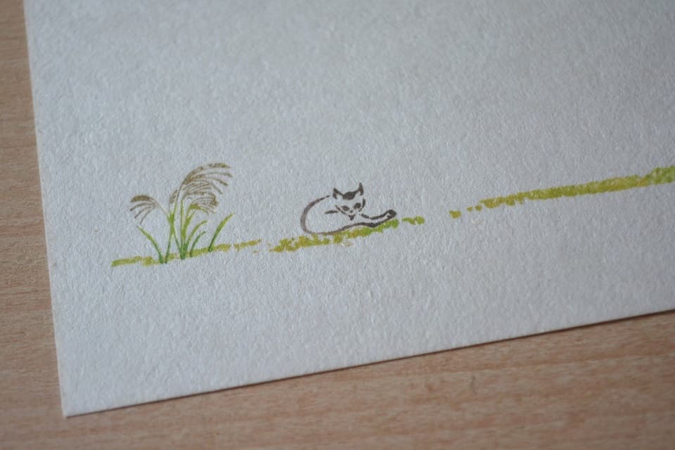 遊楽の印「猫(鍬形蕙斎)・芒(すすき)」 印影組み合わせイメージ|暮らしのほとり舎