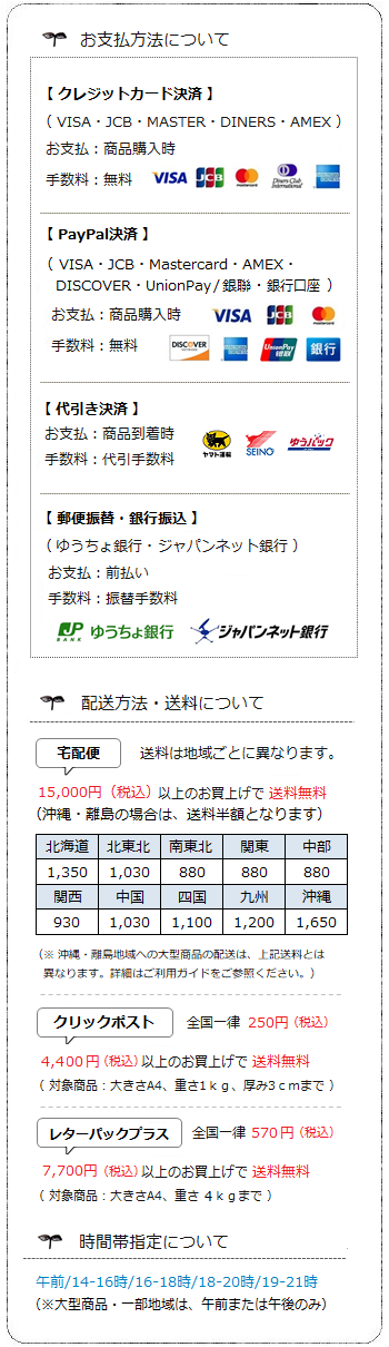 お支払方法・配送方法等について